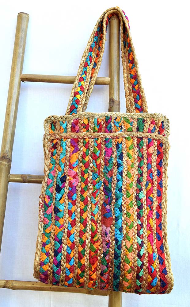 SAC MULTICOLORE JUTE-SARI 30X35CM