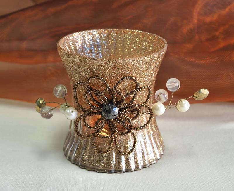 PORTAVELA GLASS METAL FLOWER 9 CM