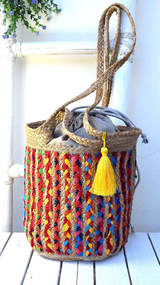 SAC MULTICOLORE JUTE-SARI