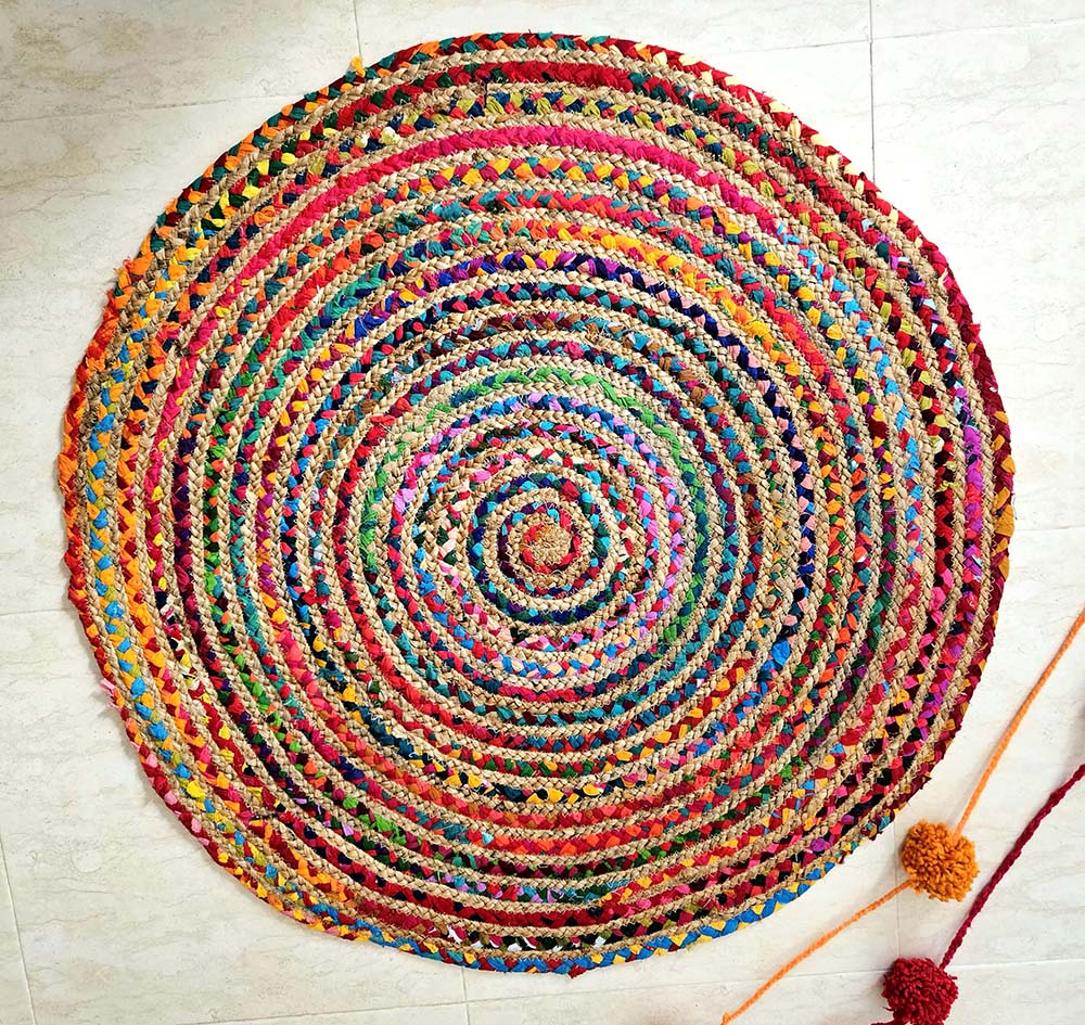 RUG MULTICOLOUR JUTE-SARI 90 CM