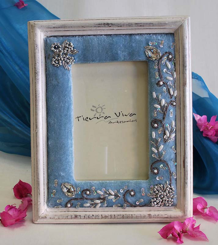 PHOTO FRAME WOOD BORDADOTERCIOP AZU