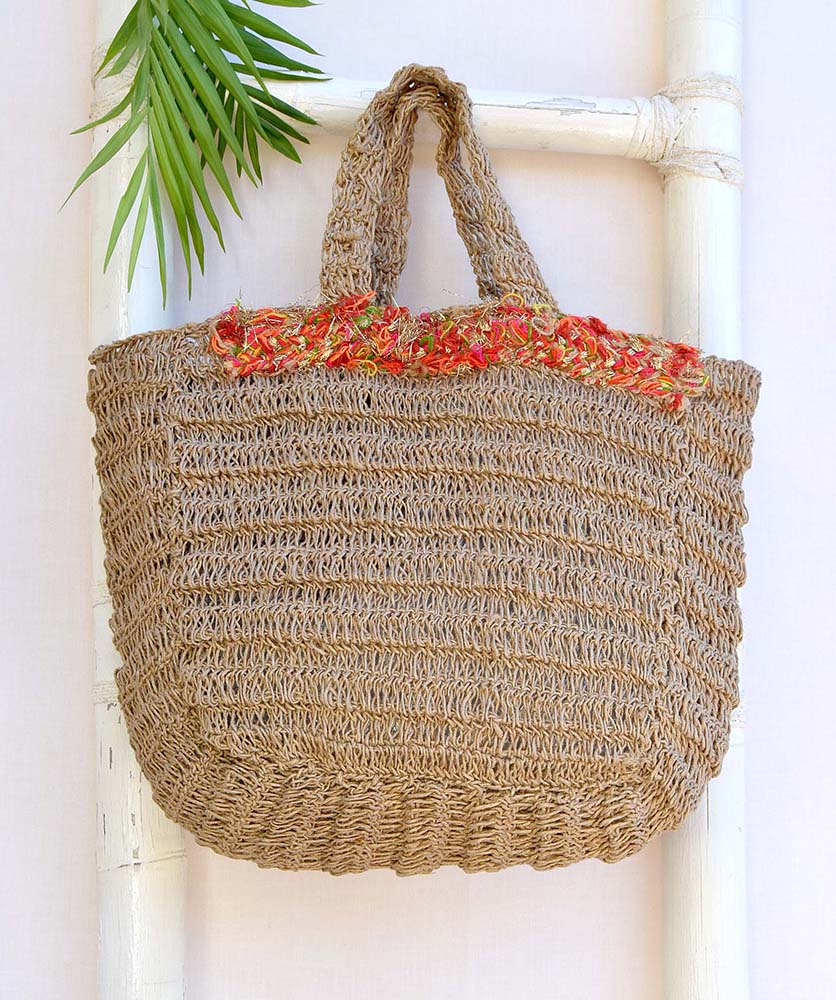 BAG NUPUR DE JUTE CON APLIQUES 40 CM