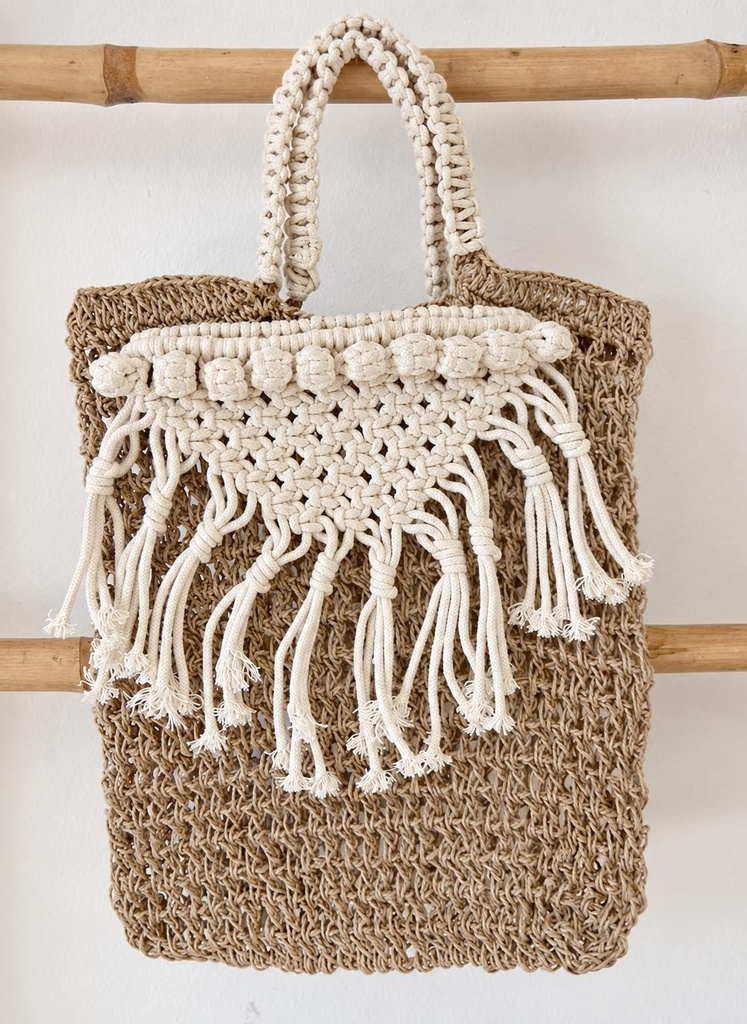 BOLSA NUPUR DE JUTA MACRAMÉ 33X26