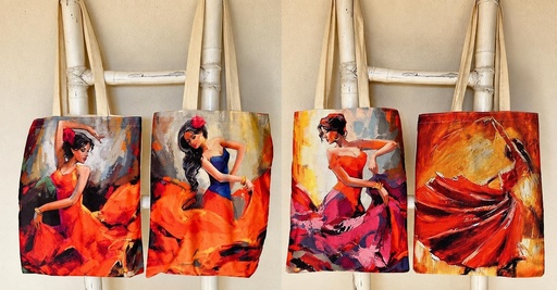 [4085444] BOLSO ALGODÓN FLAMENCA 43X34 CM