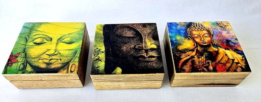 [9275064] BOÎTE BOIS ET RÉSINE 14 CM BOUDDHA