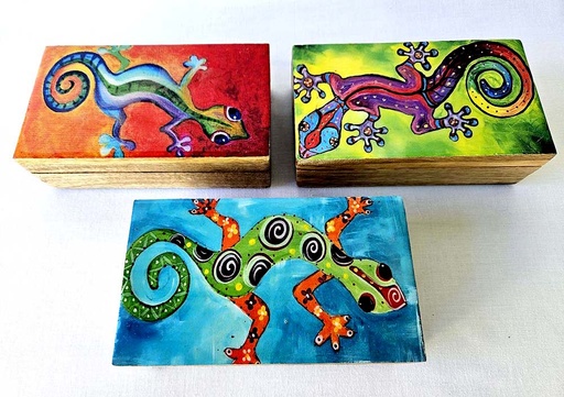 [9275066] BOX WOOD AND RESIN 18X10CM GECKO