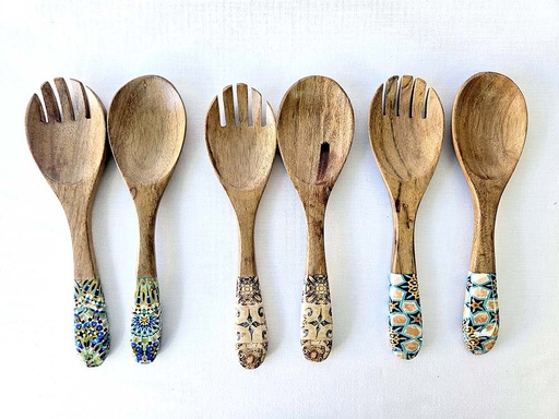 [9275067] SET DE 2 CUBIERTO MADERA Y RESINA MOSA 27