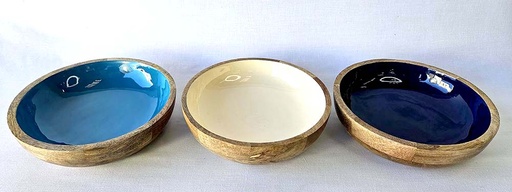 [9275102] BOWL ENAMELED WOOD 25X8 CM