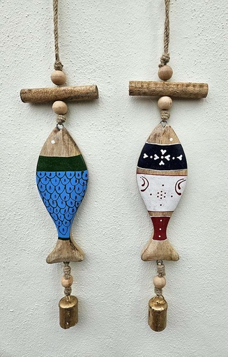 [1675710] MOVIL PECES MADERA PINTADA