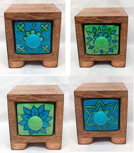 [9375015] MEUBLE MINI 1 TIROIR CÉRAMIQUE VERDE