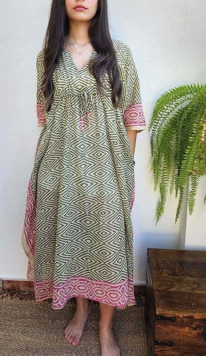 [4575102] KAFTAN LARGO COTON BLOCKPRIN