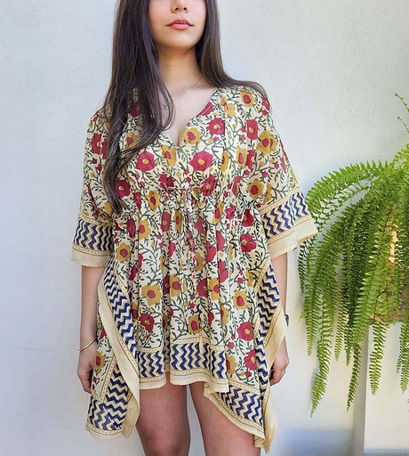 [4575111] KAFTAN CORTO COTONE BLOCKPRIN