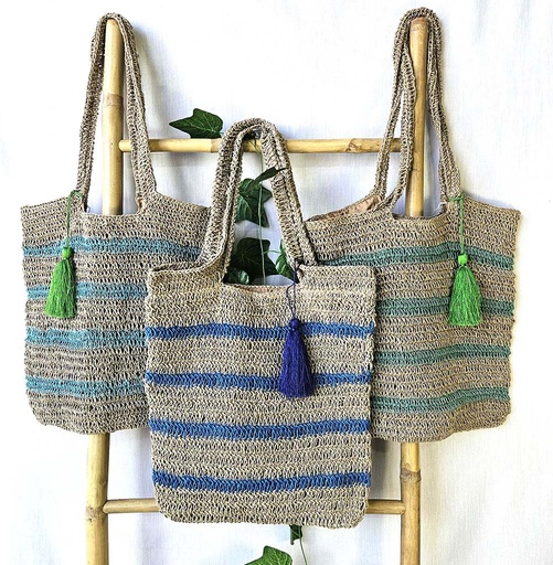 [4075730] BOLSA DE JUTA TECIDO À MÃO 35X40CM