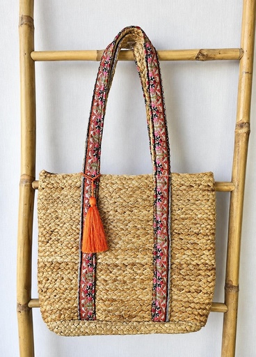 [4075736] BOLSO DE YUTE CON TEJIDO 45X30 CM