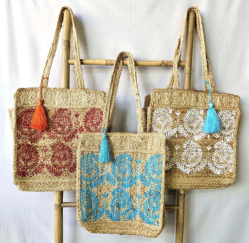 [4075742] SAC DE JUTE PAISLEY PRINT 40X36