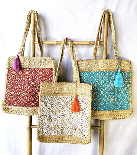 [4075743] BOLSO DE YUTE FLOR PRINT 40X36