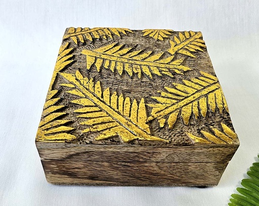 [9275403] BOÎTE BOIS SCULPTÉE PALMIER 14 CM