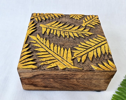 [9275403] CAJA MADERA TALLADA PALMERA 14 CM