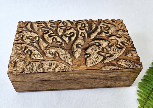[9275408] CAJA MADERA TALLADA ÁRBOL DE LA VIDA 18X10