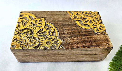[9275409] BOÎTE BOIS SCULPTÉE MANDALA 18X10