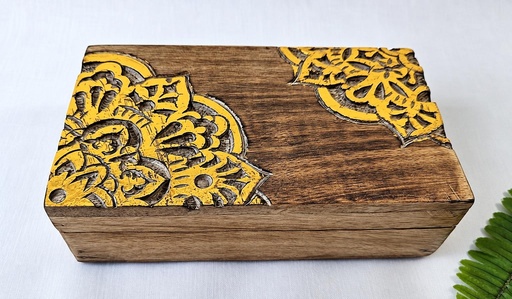 [9275409] CAJA MADERA TALLADA MANDALA 18X10