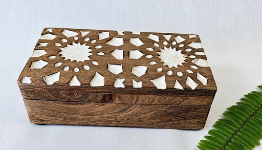 [9275411] CAJA MADERA TALLADA MOSAICO 18X10