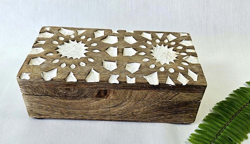 [9275411] SCATOLA LEGNO INTAGLIATA MOSAICO 18X10