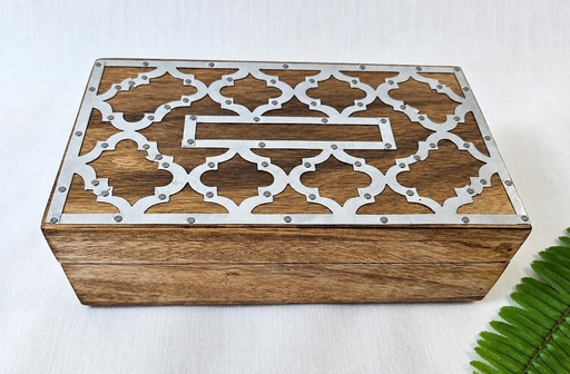 [9275412] CAJA MADERA TALLADA CON METAL 18X10