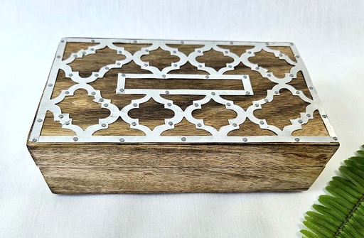 [9275412] CAJA MADERA TALLADA CON METAL 18X10