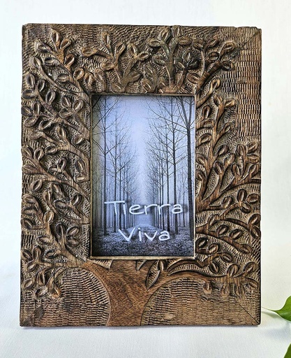 [9275414] PHOTO FRAME WOOD CARVED TREE VI