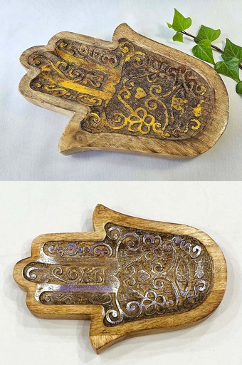 [9275453] HAND OF FATIMA WOOD CARVED OR/PL 30