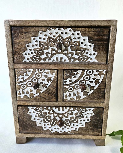 [9275458] MEUBLE MINI BOIS 4 TIROIR 23X19CM