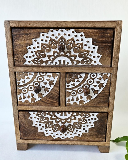 [9275458] MEUBLE MINI BOIS 4 TIROIR 23X19CM