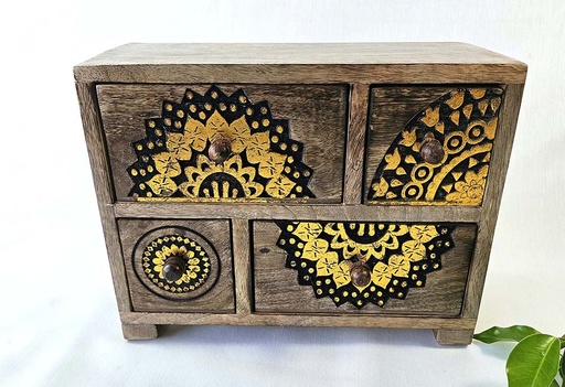 [9275459] CABINET MINI WOOD 4 DRAWER 27X21CM