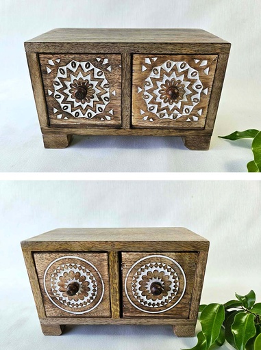 [9275460] MEUBLE MINI BOIS 2 TIROIR 21X13CM
