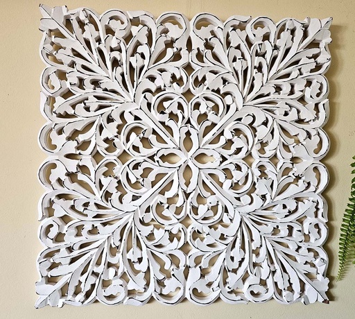 [9275465] CUADRO MADERA TALLADA FLORAL 55CM