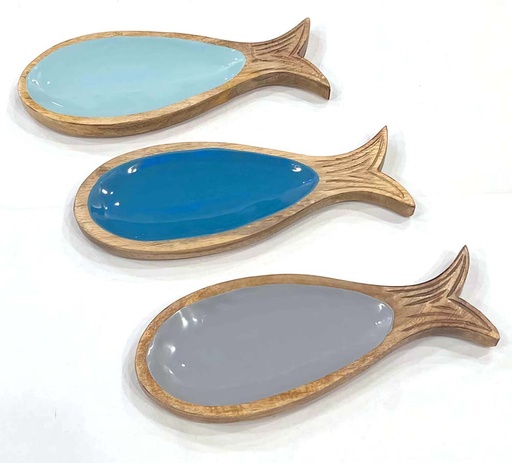 [9275138] PESCE BOQUERON LEGNO SMALTATA 30 CM