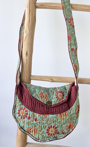 [4075460] BAG COTTON RED BLOCK PRINT 26CM
