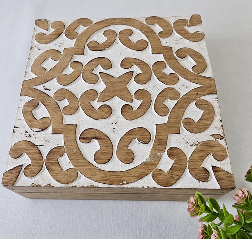 [9275473] CAJA MADERA TALLADA ARABE 20X20X7