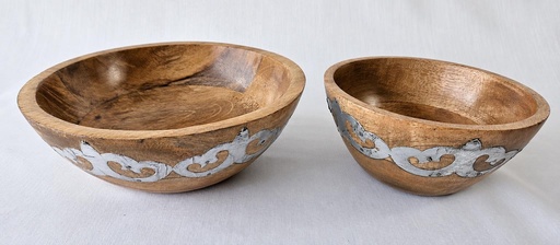 [9275474] LOT DE 2 CUENCOS BOIS ET MÉTAL 20,15 CM