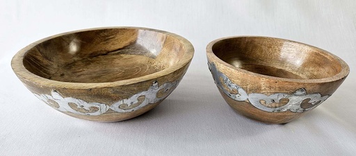 [9275474] LOT DE 2 CUENCOS BOIS ET MÉTAL 20,15 CM