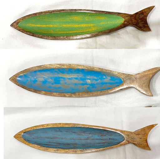 [9275600] FISH SARDINA WOOD PAINTED ANT L 42