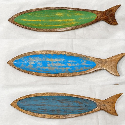 [9275600] POISSON SARDINA BOIS PEINTE ANT L 42