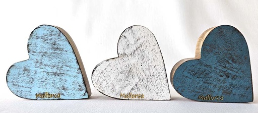 [9275682] HEART WOOD PAINTED MALLORCA 12CM