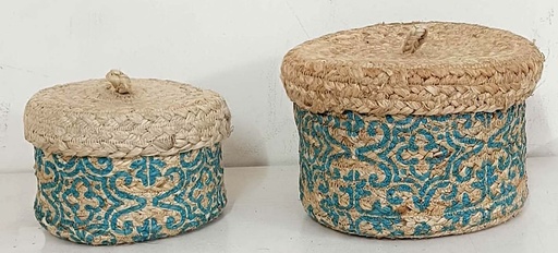 [5575029] LOT DE 2 CESTOS CON TAPA JUTE-PR 19