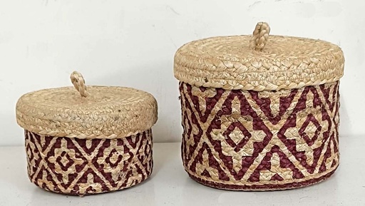 [5575033] LOT DE 2 CESTOS C/TAP JUTE-PRI 19