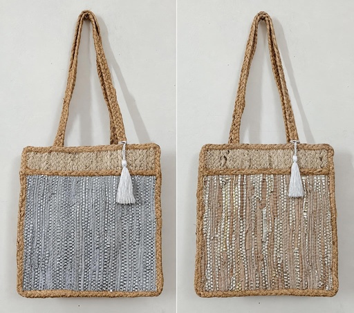 [4075754] BORSA DE IUTA PELLE ORO E ARGENTO 35X22