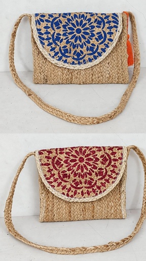 [4075757] BOLSO DE YUTE CON CON SOLAPA ESTAMPADA 30X23