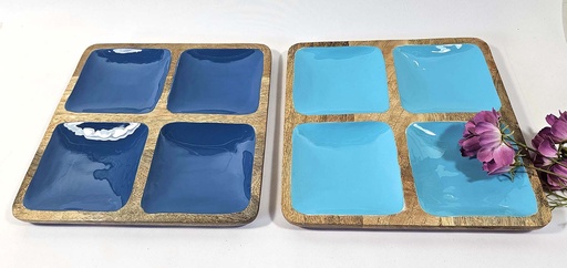 [9275162] PLATEAU 4 BOIS ÉMAILLÉE 30X30 CM