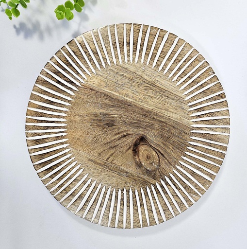 [9275482] PLATE WOOD CARVED 25 CM